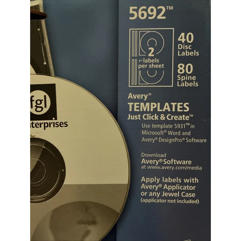 Avery 5692 Laser CD Labels White Disc Opened Box 12 Sheets, 24 Labels